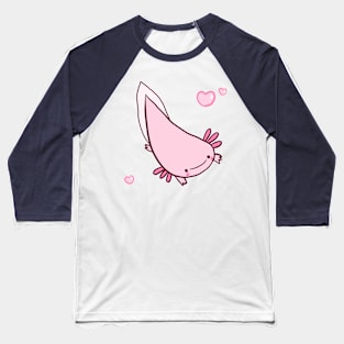 Cute happy axolotl with hearts Baseball T-Shirt